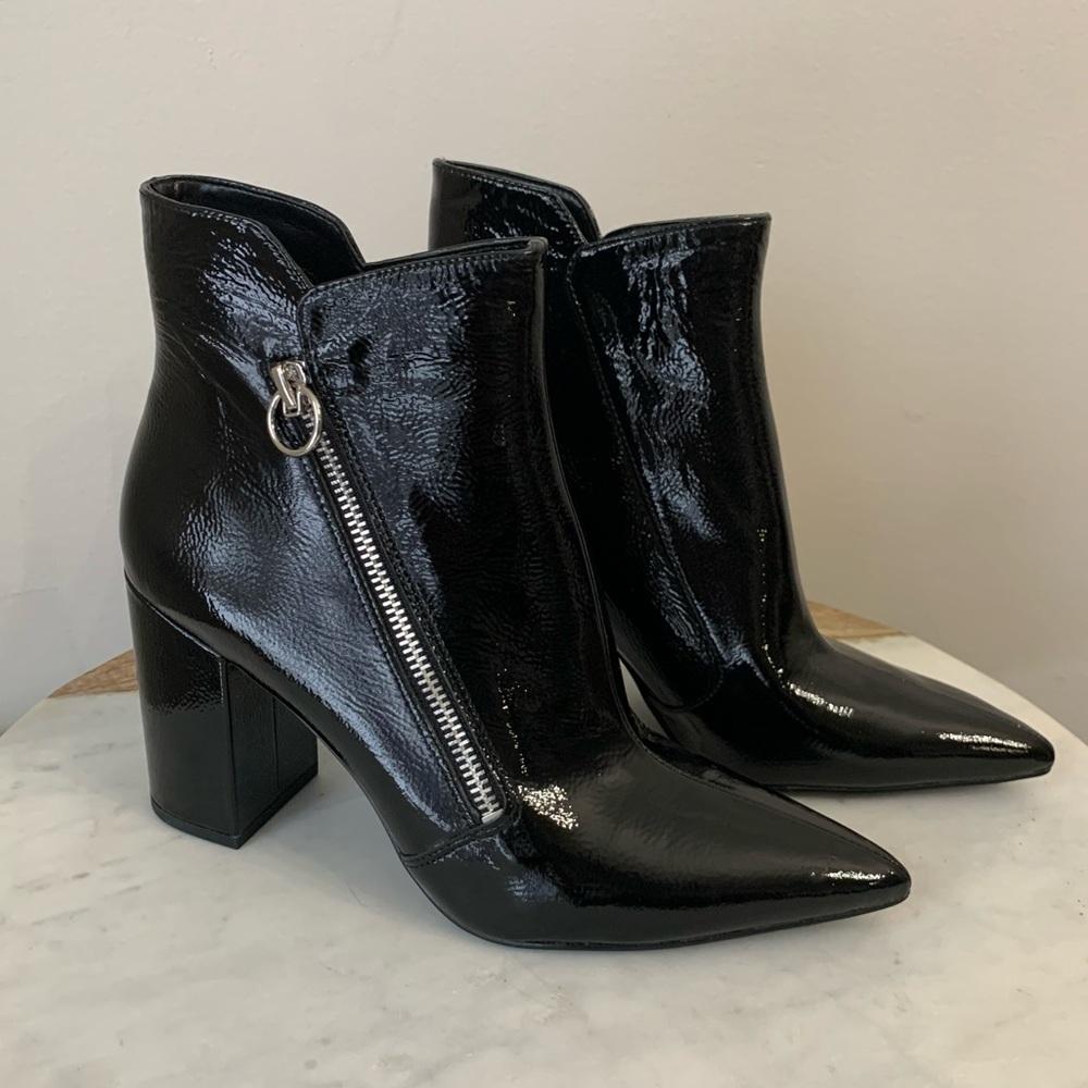 Nine West Black Patent Ankle Boots